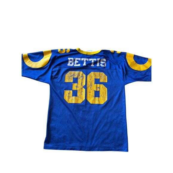 Vintage NFL LA Rams #36 Bettis USA Made Logo Athletic L Blue Football Jersey - Picture 1 of 9